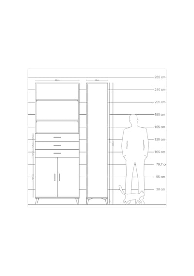 Arges Dolap 4 Raflı 3 Çekmeceli 2 Kapaklı 88x30x243 Çam-çam Çam