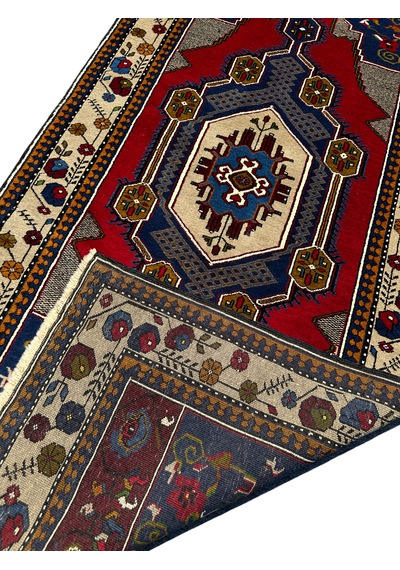 El Dokuma Sıfır Yahyalı 113x235 Kök Boya %100 Yün Yolluk Halı Lacivert