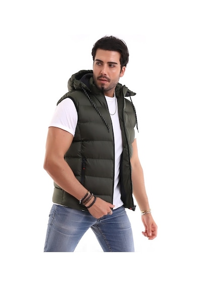 Euromoda Everest Erkek Spor Günlük Silikon Dolgu Çıkartılabilen Fermuarlı Haki