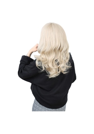 Dalgalı Perçemli Orta Boy Fiber Sentetik Peruk / Balköpüğü / Platin Röfleli - Uxfo-462138 Renkli