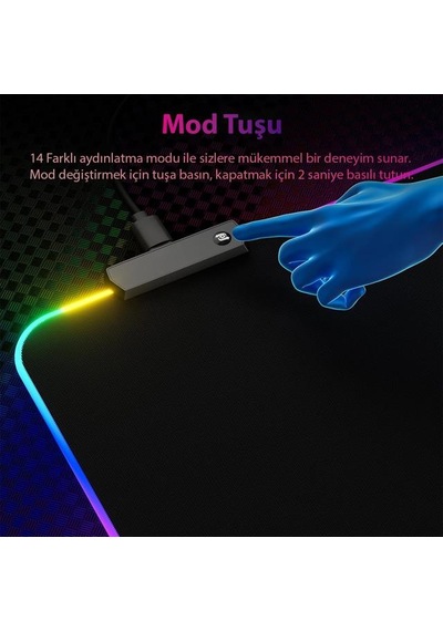 Powermaster Pm-25114 Xl Rgb Gaming Mouse Pad 14 Modlu