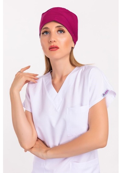 Unisex Düz Koyu Pembe Doktor Hemşire Hastane Medikal Cerrahi Bonesi Pembe