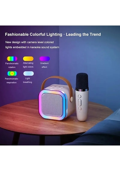 Bluetooth Hoparlör K12 Karaoke Makinesi Taşınabilir 5. Kablosuz Mikrofonlar İle Blue 1 Mic