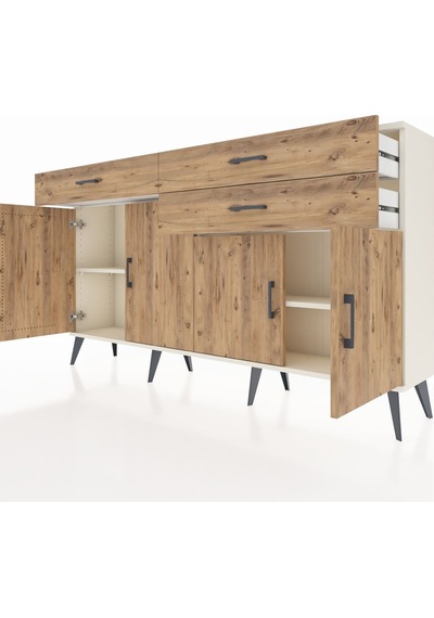 Arges Konsol 2 Raflı 3 Çekmeceli 4 Kapaklı 176x30x99 Aytaşı-çam Aytaşı-çam