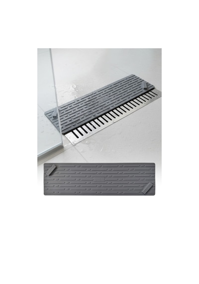 Gri Uzun Silikon Kötü Koku Önleyici Mat Gider Kapağı Tıpası Banyo, Mutfak Ve Balkon Lavabo Gider 37x11 Cm