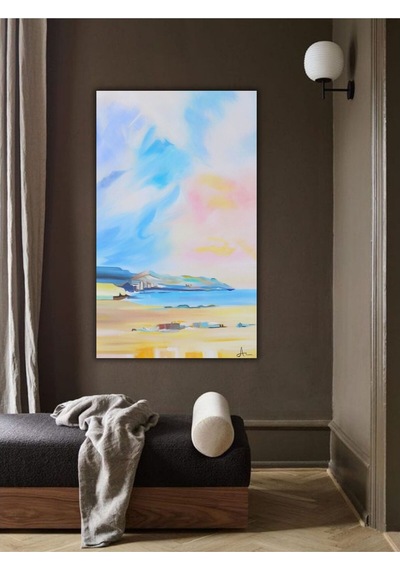 Yağlı Boya Tablo %100 El Yapımı 75cmx114cm Manzara Deniz
