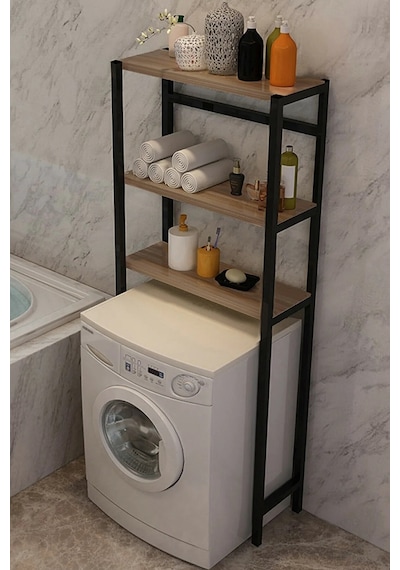 Çamaşır Makinesi Üstü Düzenleyici 3 Katlı Raf Atlantik Çam