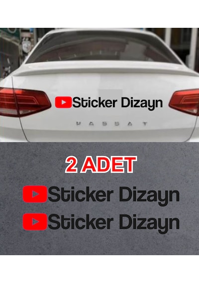 Kişiye Özel Youtube 2 Adet Sticker - Araba Oto Motosiklet Karavan Sticker Etiket 00307 60 Cm