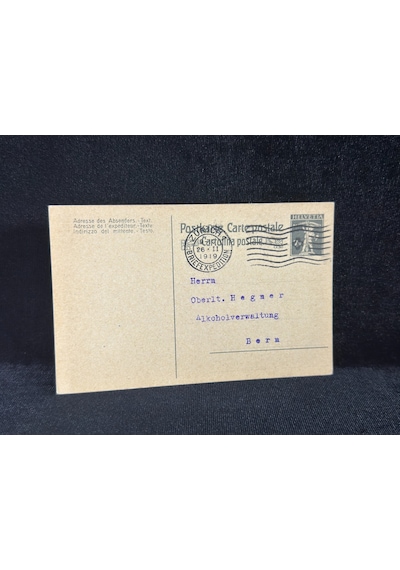 1919 Yılından Antiye İsviçre Helvetia 7 1/2 Franco William Tell's Son Pullu Resmi Yazışma Akol Yönetim İdaresine Üsteğmene Gönderilmiş  Teşhir Ürün