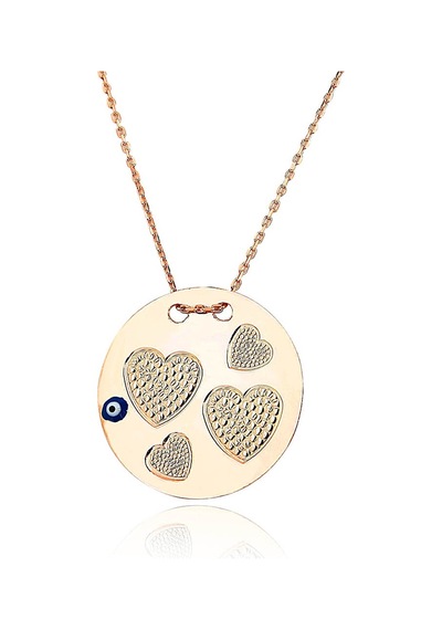 Kuyumcudukkani Nazarlık"kalpler"sembol Madalyon Kolye-35201-r Rose Gold