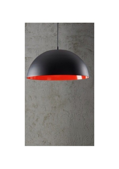 S Retro Parlak Siyah Içi Kırmızı Metal Sarkıt Avize 40 Cm Siyah