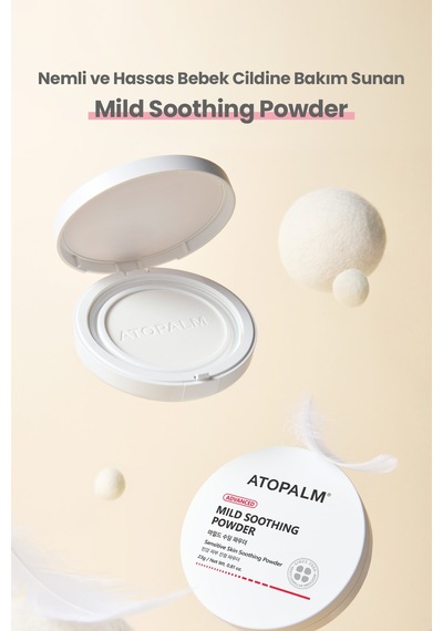 Yenidoğanlara Özel, Talk İçermeyen Temiz İçerikli Kompakt Bebek Pudrası Atopalm Mild Soothing Powder