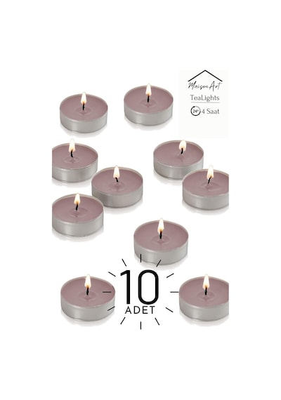 Tarçın Kokulu Tealight Mum 4 Saat Yanar Dekoratif Mumluk Mumu 10 Adet