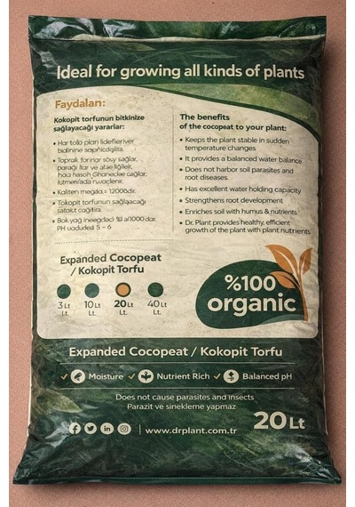 So-drtop4 Doğal Bitki Çiçek Toprağı Cocopeat Toprak 20 Litre 0,250