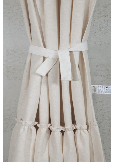 Naturel Bohem French Stil Fırfırlı Perde Krem