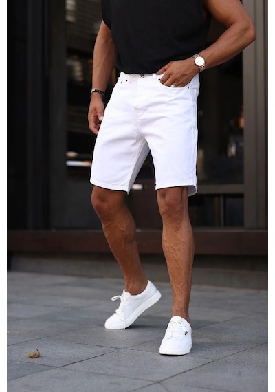 Kaizer Denim Erkek Beyaz Baggy Şort Beyaz