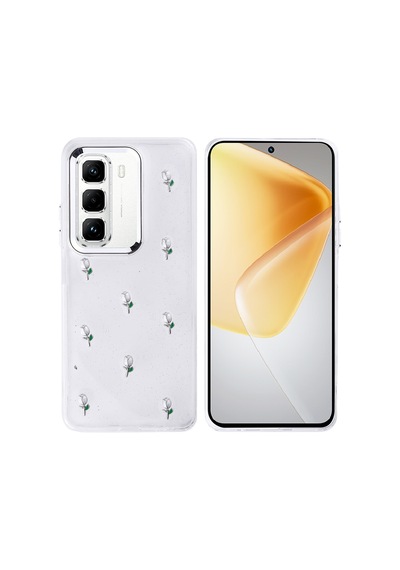 Zore İnfinix Hot 50 Pro 4g Kılıf Airbag Tasarımlı Simli Şeffaf Nvth Kutup Kapak - Lale