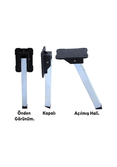 Badem10 4 Adet Sofra Ayağı Metal Plastik Siyah Taban Katlanır Yer Sofrası Sini Altı 20 Cm 6395751