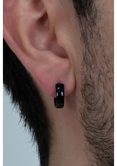 Bombeli Unisex Geniş Erkek Çelik Küpe Çifti 2 Renk 6 MM Mse7