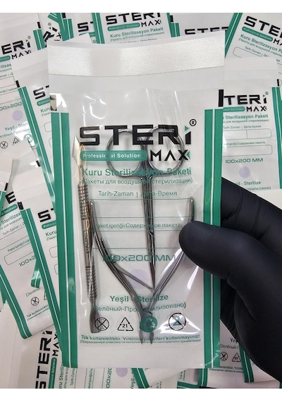 Şeffaf Sterilizasyon Zarfı - İndikatörlü Sterilizasyon Kraft Paketi 100x200mm 100 Adet
