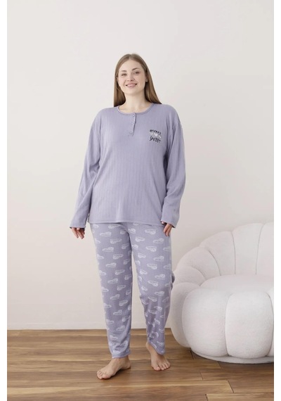Boyraz Lindros Kadın Pamuklu Düğme Yaka Raporlu İnterlok Battal Pijama Takımı 05114 - 1 Adet Lila Boyraz Lindros Kadın Pamuklu Düğme Yaka Raporlu İnterlok Battal Pijama Takımı 05114 - 1 Adet Lila