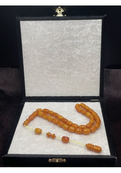 Sistemli Miskevi Renginde Turuncu Kanayan Baga Katalin Tesbih 8x12 Mm
