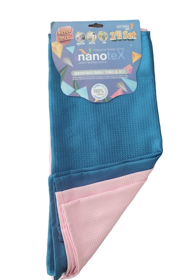 Nanotex Mikrofiber Sihirli Cam ve Ayna Temizlik Bezi 2'li 45 x 65 CM