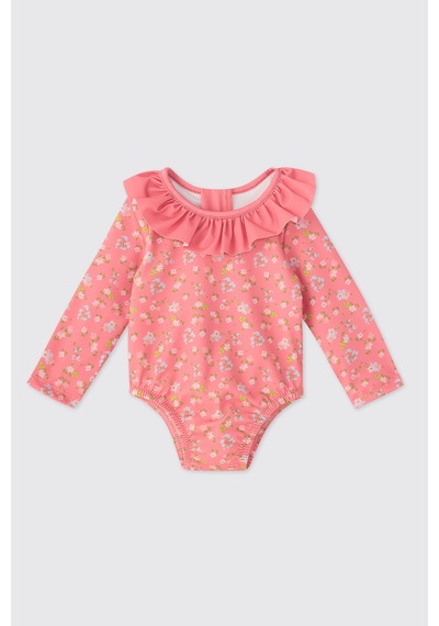 Panço Littemare Kız Bebek Upf 40+ Uv Korumalı Şapkalı Fuşya Mayo Seti 2612gb42013 Pembe