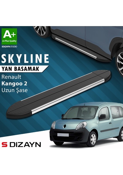 S-dizayn Renault Kangoo 2 Uzun Şase Skyline Krom Yan Basamak 223 Cm 2008-2020 A+ Kalite