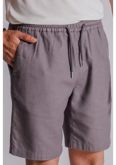 Braccas Erkek Yandan Cepli Beli Lastikli Keten Dokulu Relaxed Fit Jogger Şort Antrasit Antrasit