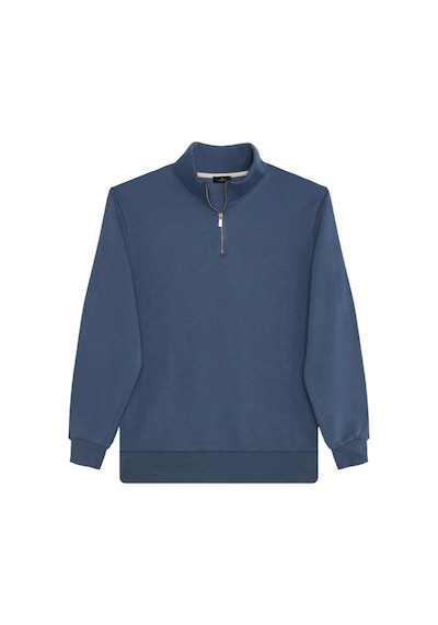 Tudors Unisex 3'lü Paket Lacivert-indigo-gri Relax Fit Pamuklu Yarım Fermuarlı Dik Yaka Sweatshirt-41479 Çok Renkli