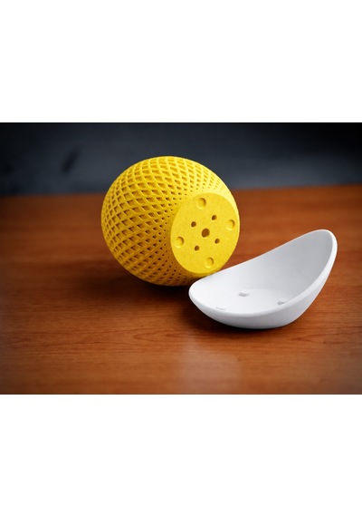 3d Baskı Küre Saksı - Kafes Dokulu İki Parçalı Dekoratif Saksı - Sarı-beyaz