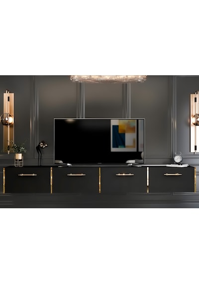 Givayo Maria Tv Ünitesi Duvara Monte/ Ayaklı Kullanım 240 Cm Siya