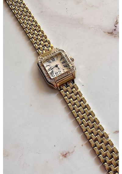 Retro Gold Roma Rakam Kadın Kol Saati Altın
