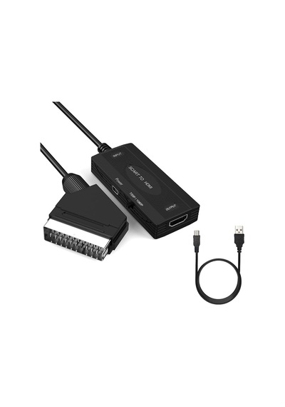 Scart To Hdmı Output Dönüştürücü Adaptör, Scart Görüntü Ve Sesi Hdmı Ya Çevirme, 720p 1080p Destekli, Pal Ntsc Uyumlu, Eski Tip Tv Dvd Vhs İçin Zr1126