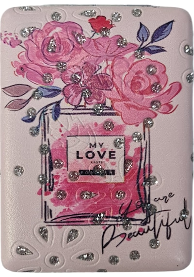 My Love Yazılı Taşlı Makyaj Aynası Pembe
