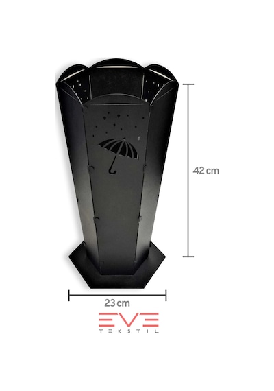 Eve Tekstil Lüx Dış Ve İç Mekana Uygun Şemsiye Desenli Paslanmaz Şemsiyelik Siyah