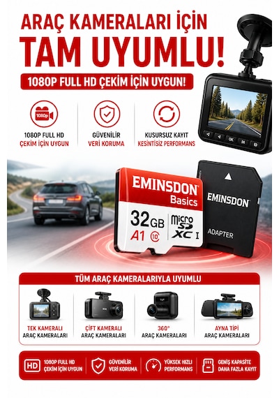 32gb 2xadet Hafıza Kartı Mini Kamera Ev Araç Güvelik Kamerası Uyumlu Telefon Micro Sd