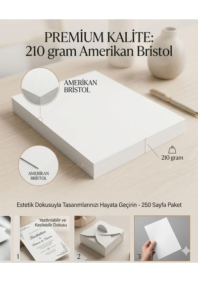 Tr Amerikan Bristol Karton 50x70 Cm 210 Gr - 10 Adet