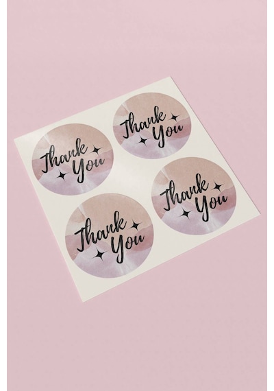 Dokulu Pembe Thank You Kargo Paketleme Sticker 3x3cm St2120 Çok Renkli