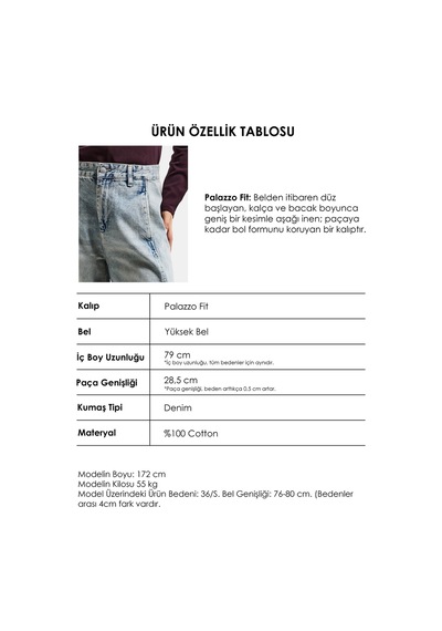 Itsbasic Kadın T.kot Rengi 4s6-65 Süper Palazzo Fit Yandan Cepli Denim Jean