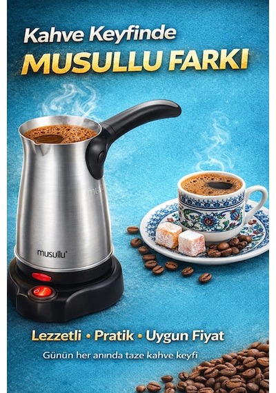 Musullu MSL-CM212 Elektrikli Cezve Çelik Katlanır Kulp