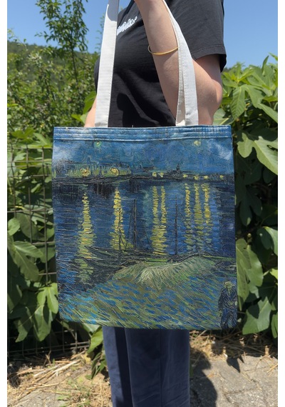 Zipzap Van Gogh V5 Çift Taraflı Yazlık Kışlık Kanvas Baskı Bez Çanta