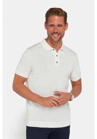Tudors Erkek Slim Fit Dar Kesim Pamuklu Örme Triko Beyaz Polo Yaka Tişört-27312 Beyaz