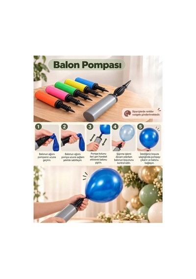 Bakgelal Pratik Balon Şişirme El Pompası - Parti Ve Organizasyon Balon Pompası - 9098274509085 6+