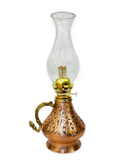 İşlemeli Bakır Gaz Lambası Büyük Boy, G10085