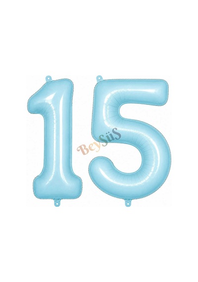 15 Rakam Folyo Balon Mavi Rengi 76 Cm
