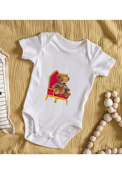 Bitmeyenkartus Bk Kids Kral Tasarımlı Bebek Body Zıbın - Model 1 Çok Renkli