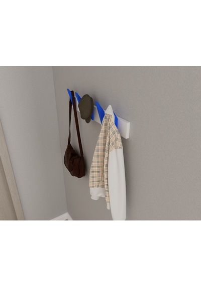 Hepsi3boyutlu Modern Duvar & Kapı Kanca Askılık - 5 Adet Mavi Kanca Askılık - Model No : 4 Mavi