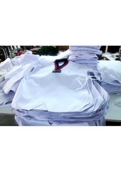 Remege Pum Yaka Fitilli Taekwondo Elbisesi Poom Yaka Taekwondo Elbisesi Beyaz
